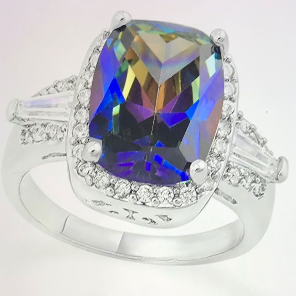 Glamouresq Blue Mystic Topaz & White Sapphire Ring